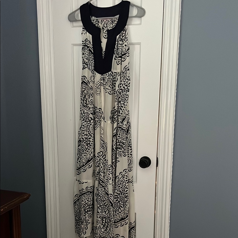 Calypso St. Barth White and Blue Sleeveless Sundress